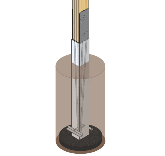 Illustration of the Perma-Column system with the welded rebar in the pre-cast concrete