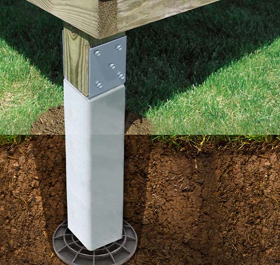 Precast deck post on footingpad